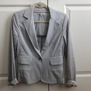CAbi Striped Boyfriend Blazer Floral Cuffs